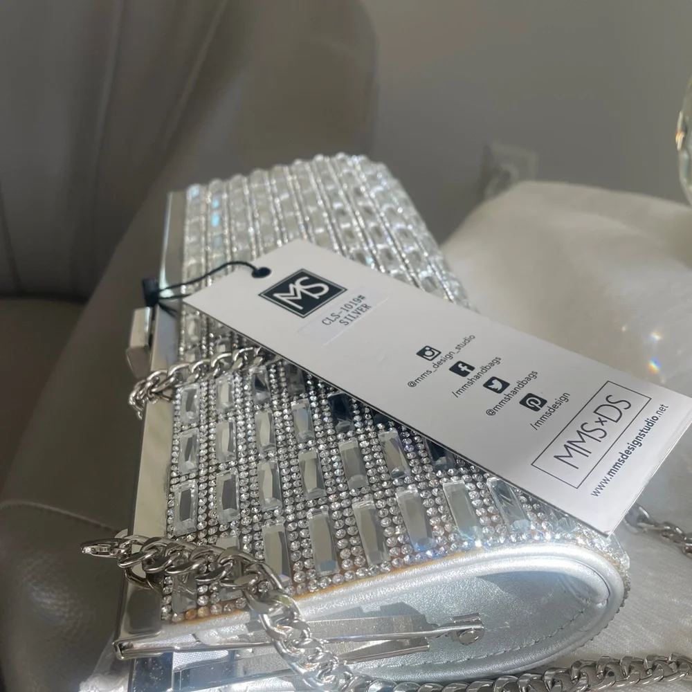 MMS Design Studio Silver Rhinestone Clutch - Picture 5 of 7